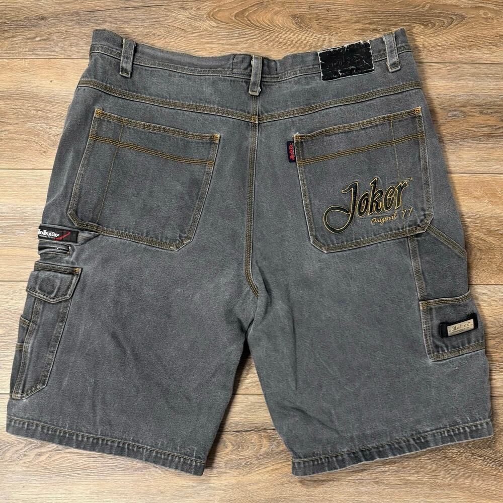 VTG Y2K Joker OG 77 Baggy Hip Hop/Skater Faded Black Denim Jorts Men’s 44